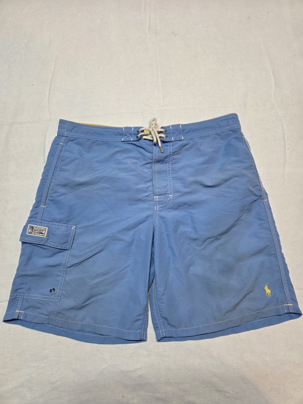 Ralph Lauren Blue Men's Swim Board Shorts with Yellow Pony Size M
